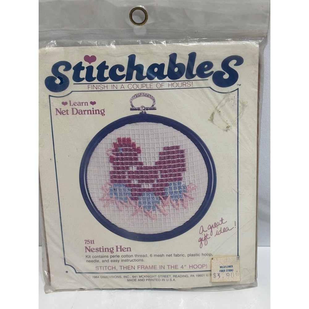 VTG Dimensions Stitchables Nesting Hen Kit 4in Multi 1984 Net Darning 7511